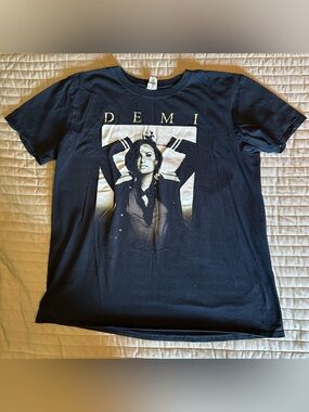 Demi Tour Graphic Black Crewneck T-Shirt